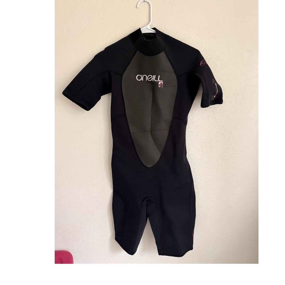 O’Neill Hammer 2:1 Women’s Shorty Wetsuit Size 8 Black Pink Surf